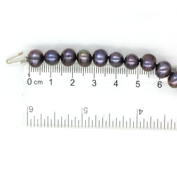925 STERLING genuine black pearls designer signed bracelet 7 1/2" - Picture 4 of 6